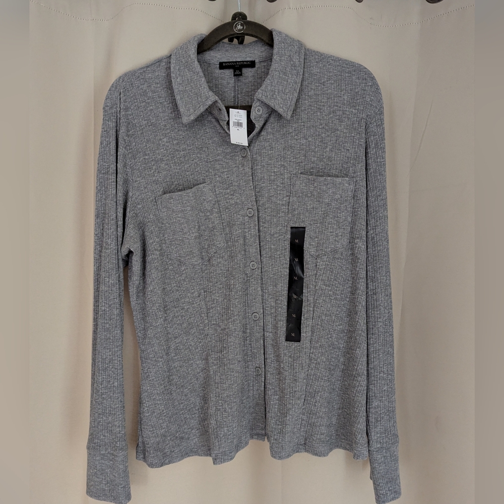 Banana Republic women's XL NWT Heather Gray Textured Knit
